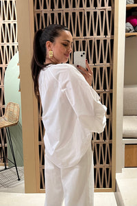 COTTON BLOUSE WITH BALLOON SLEEVES WHITE