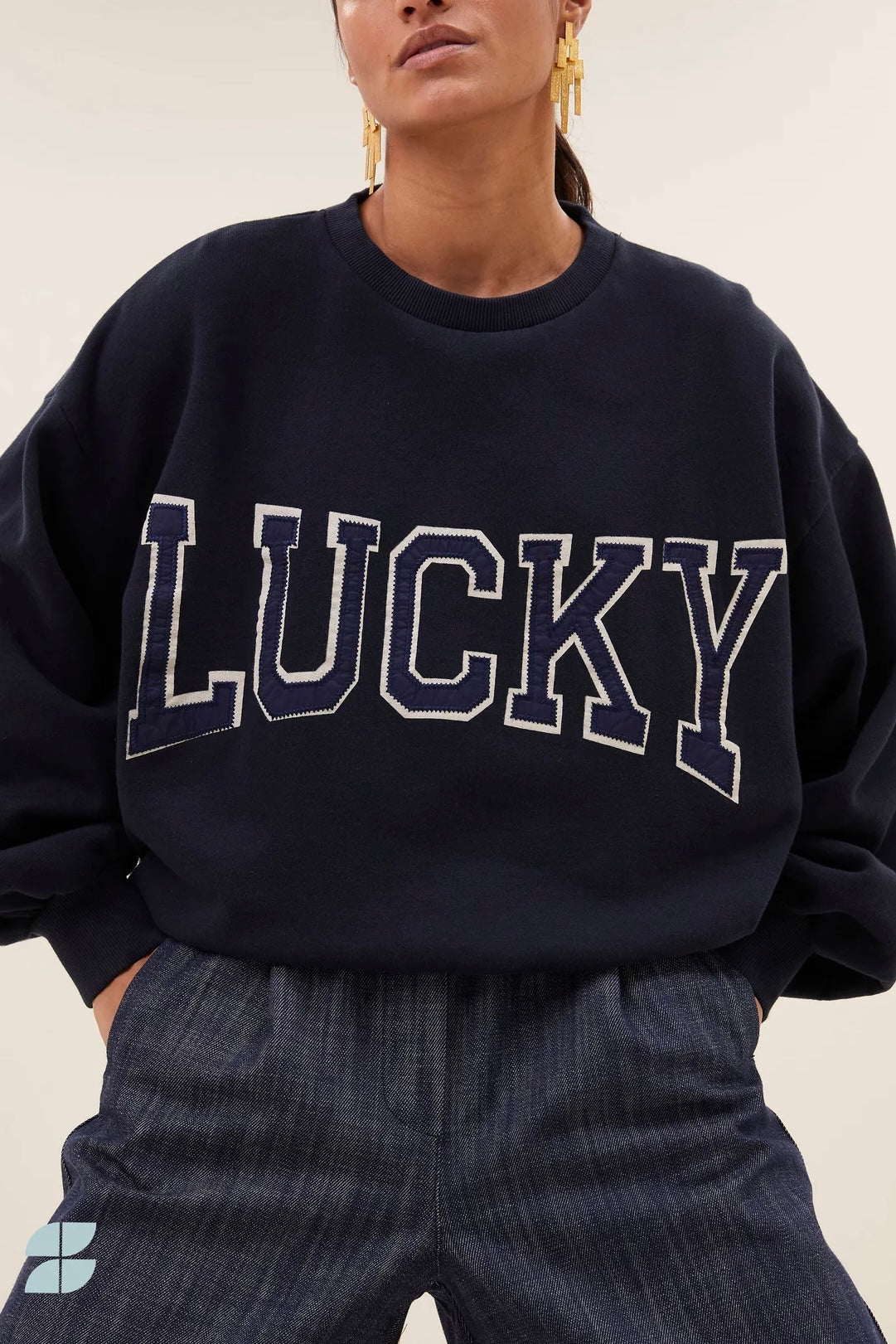 OVERSIZED COTTON SWEATER "LUCKY" NAVY