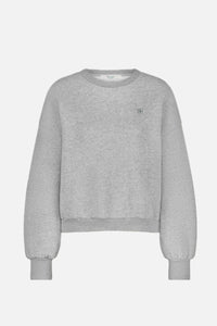 OVERSIZED COTTON SWEATER "LUCKY" GREY/METALLIC GREEN