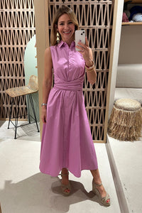 MIDI SLEEVELESS COTTON DRESS "EVIA" VIOLET