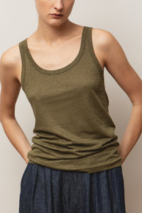 BASIC LINEN TANK TOP KHAKI