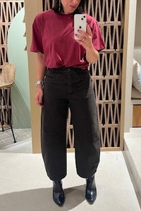 CROPPED DENIM PANTS BROWN