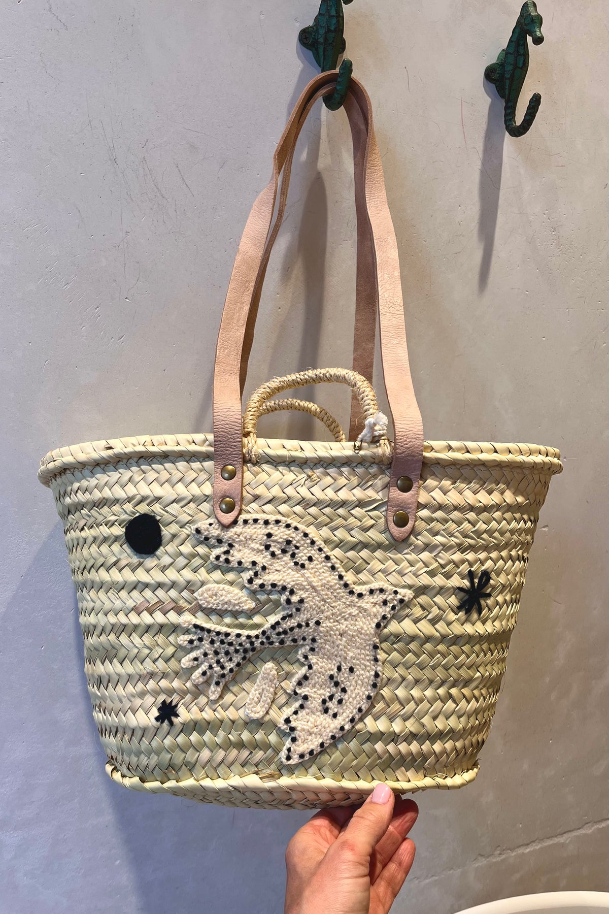 WOVEN & EMBROIDERED BASKET „MIDNIGHT BIRD“
