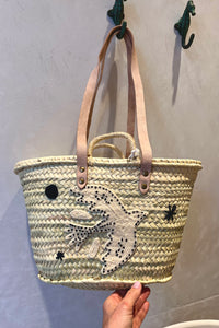 WOVEN & EMBROIDERED BASKET „MIDNIGHT BIRD“
