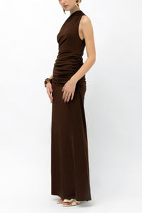 LONG BODYCON DRESS "CHIARA" CHOCOLATE