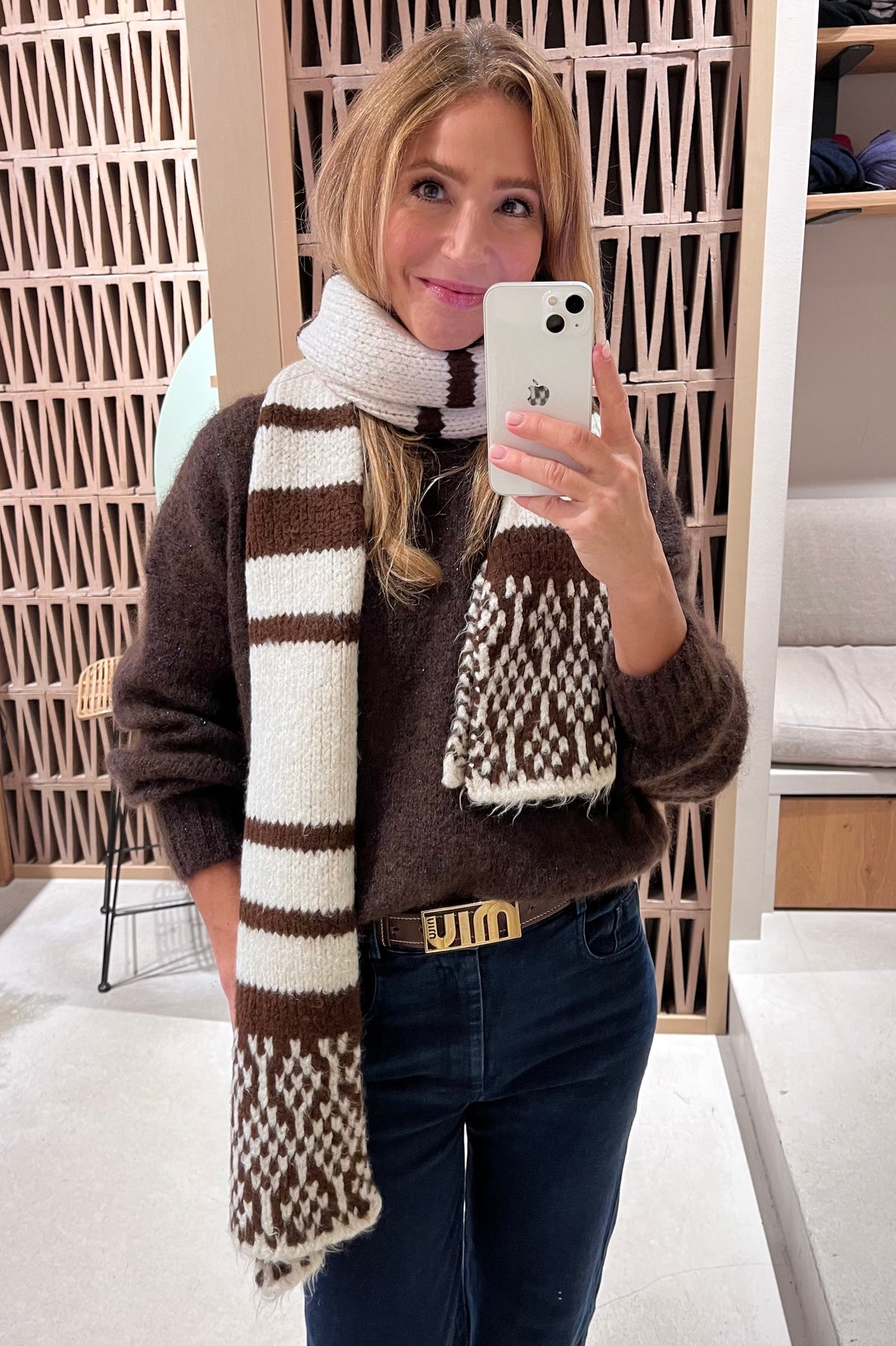 HEAVY KNIT SCARF "LINA" COFFEE