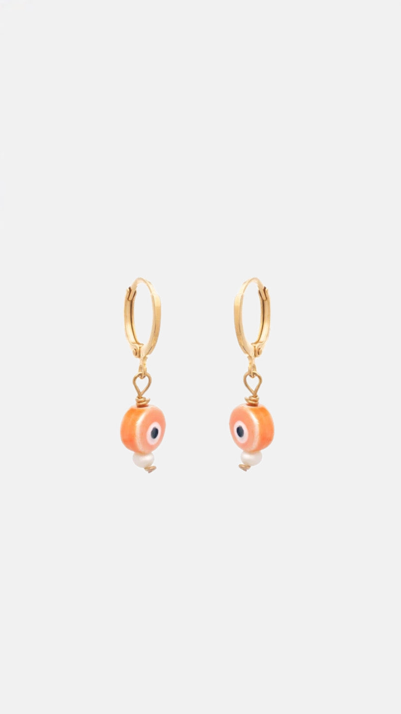 EARRINGS "CERAMIC EYE WITH PEARL"