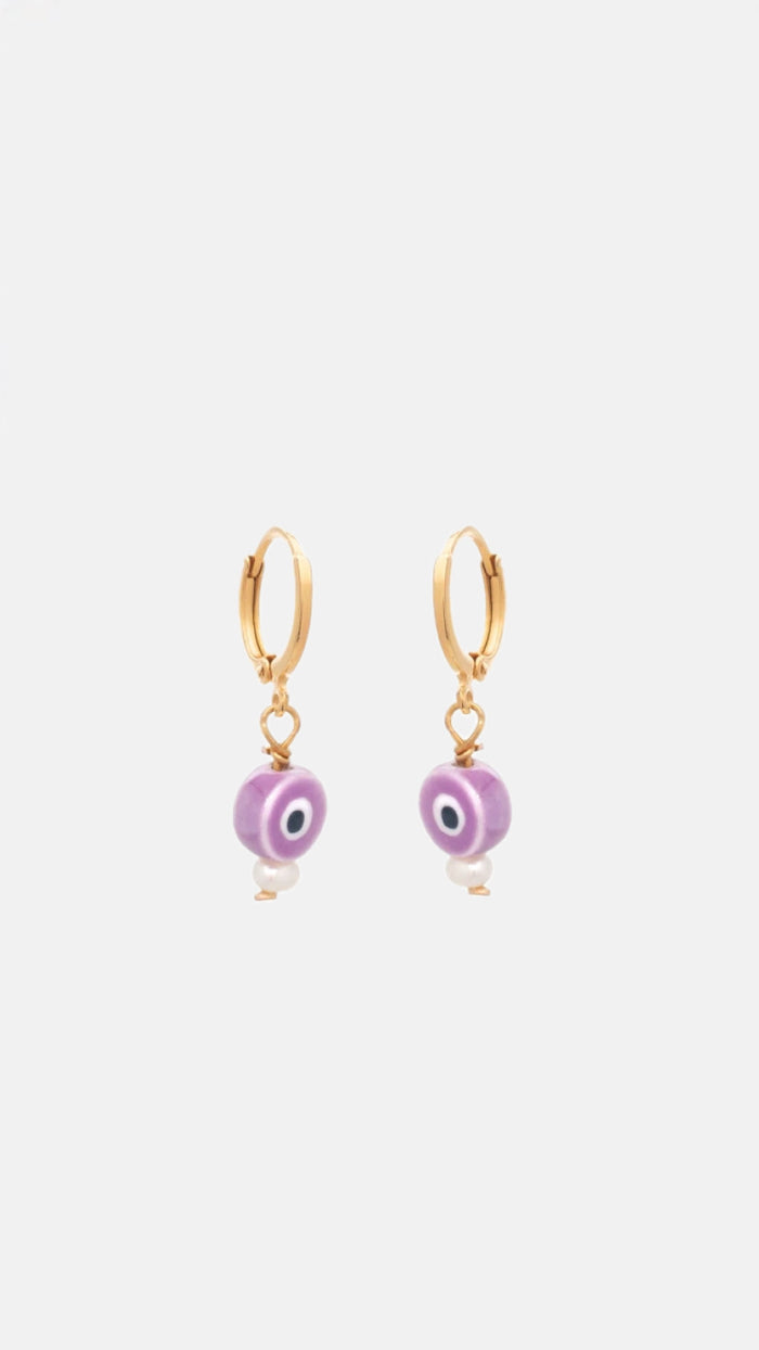 EARRINGS "CERAMIC EYE WITH PEARL"