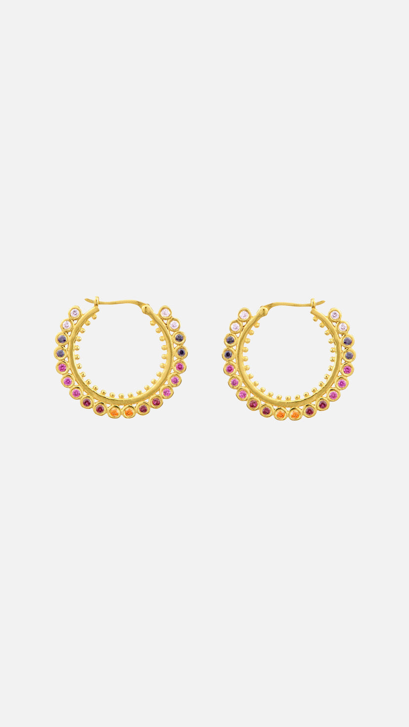 EARRINGS MINI "DOT HOOPS" RAINBOW