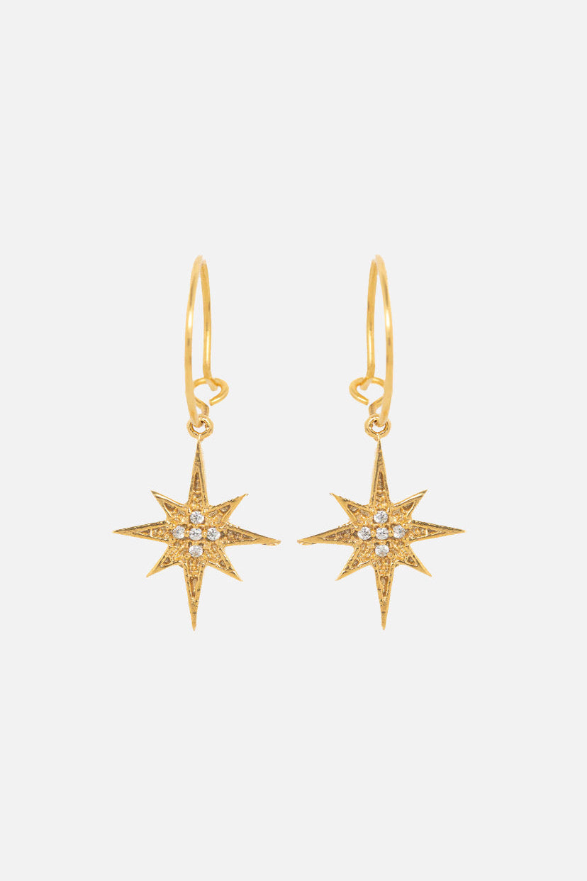 EARRINGS "NORTH STAR" GOLD/CRYSTAL