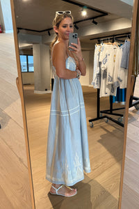 STRAPPY RAMIE MIDI DRESS "ROOTS" GREY/CHAMPAGNE