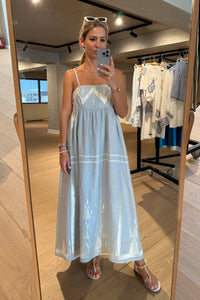 STRAPPY RAMIE MIDI DRESS "ROOTS" GREY/CHAMPAGNE