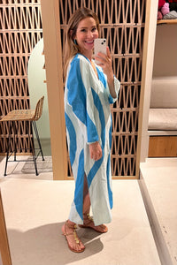 OVERSIZED MIDI KAFTAN DRESS "TILOS" BLUE