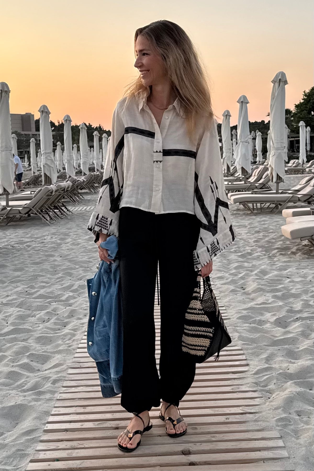 WIDE VISCOSE DRAWSTRING PANTS "METALLIC" BLACK