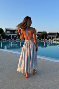 MIDI HALTERNECK DRESS "ROOTS" GREY/CHAMPAGNE