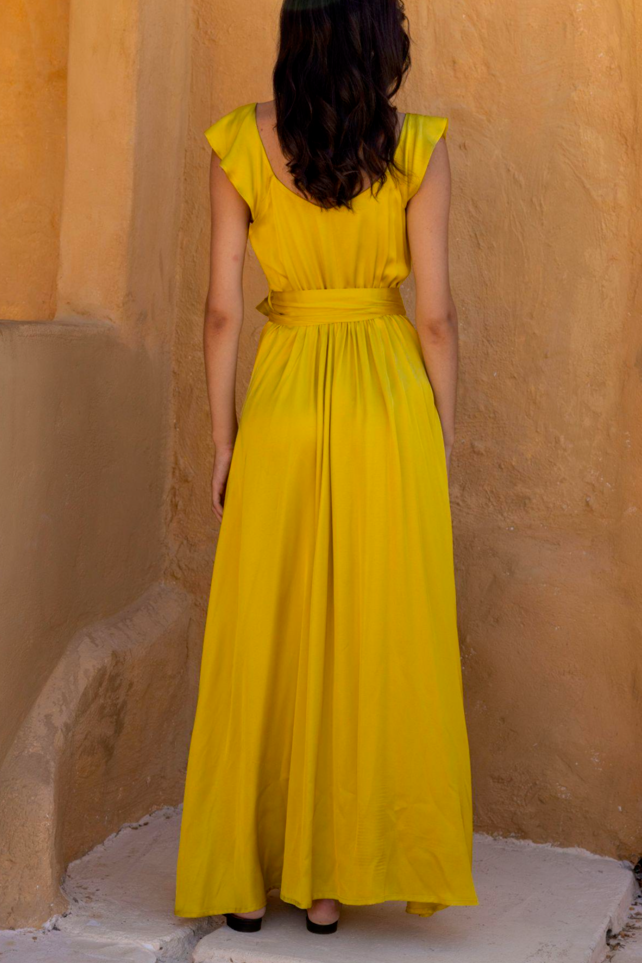 VISCOSE WRAP DRESS "PACCIA" YELLOW