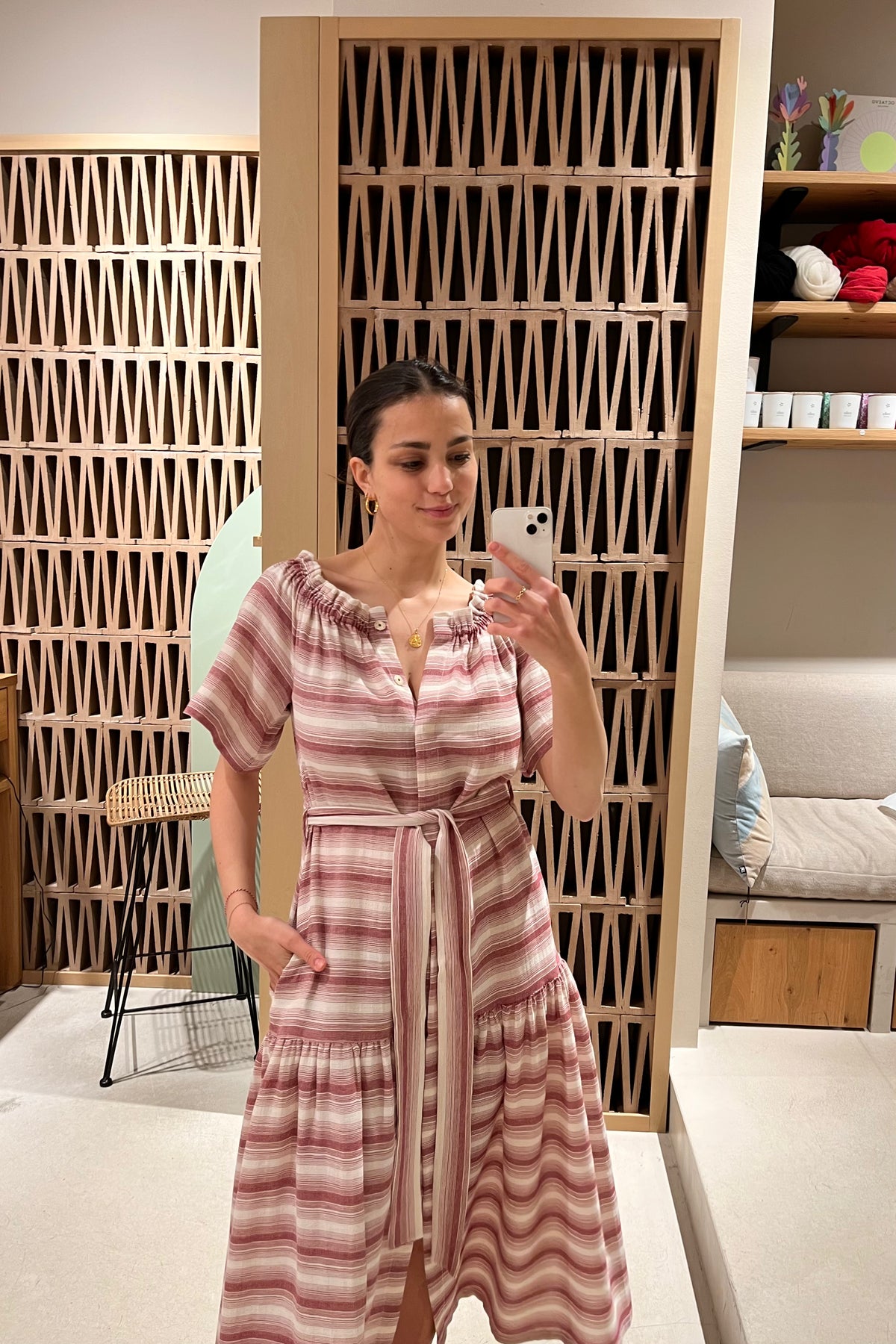 MIDI OFF SHOULDER DRESS "PSARA" WHITE/WINE RED