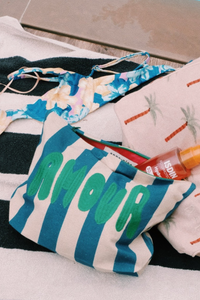 COSMETIC BAG "AMOUR" BLUE/ECRU/GREEN