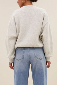 OVERSIZED COTTON SWEATER "LUCKY" LIGHT GREY/RAINBOW