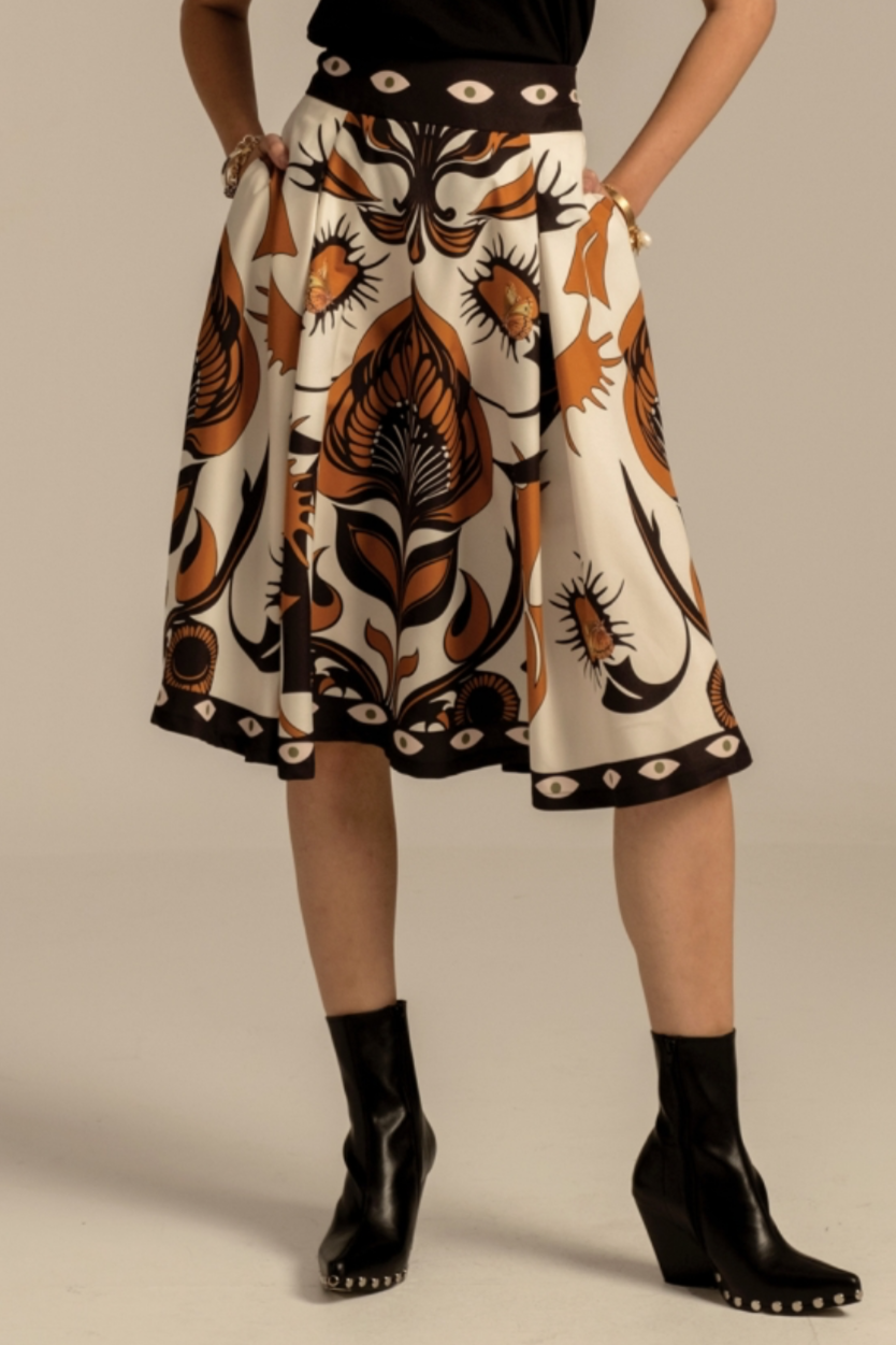 MIDI SKIRT "ORNAMENTAL" MULTICOLOR