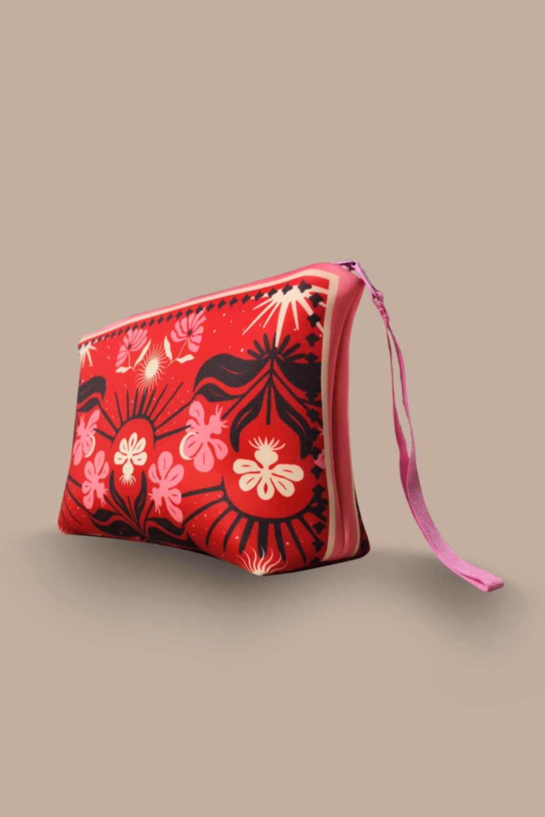 NEOPRENE POUCH "PASSIONFLOWER" RED