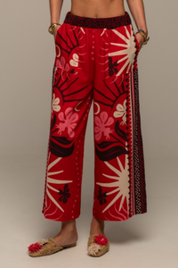 VISCOSE PANTS "PASSIONFLOWER" RED