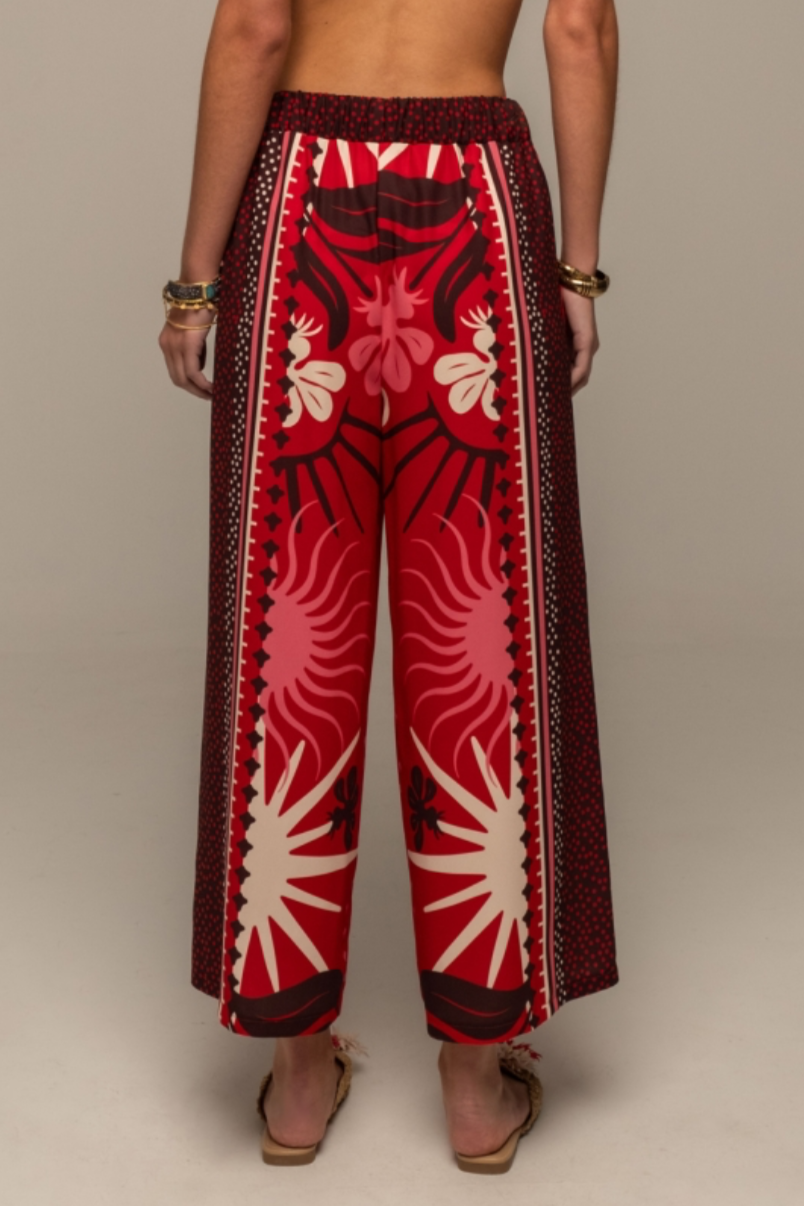 VISCOSE PANTS "PASSIONFLOWER" RED