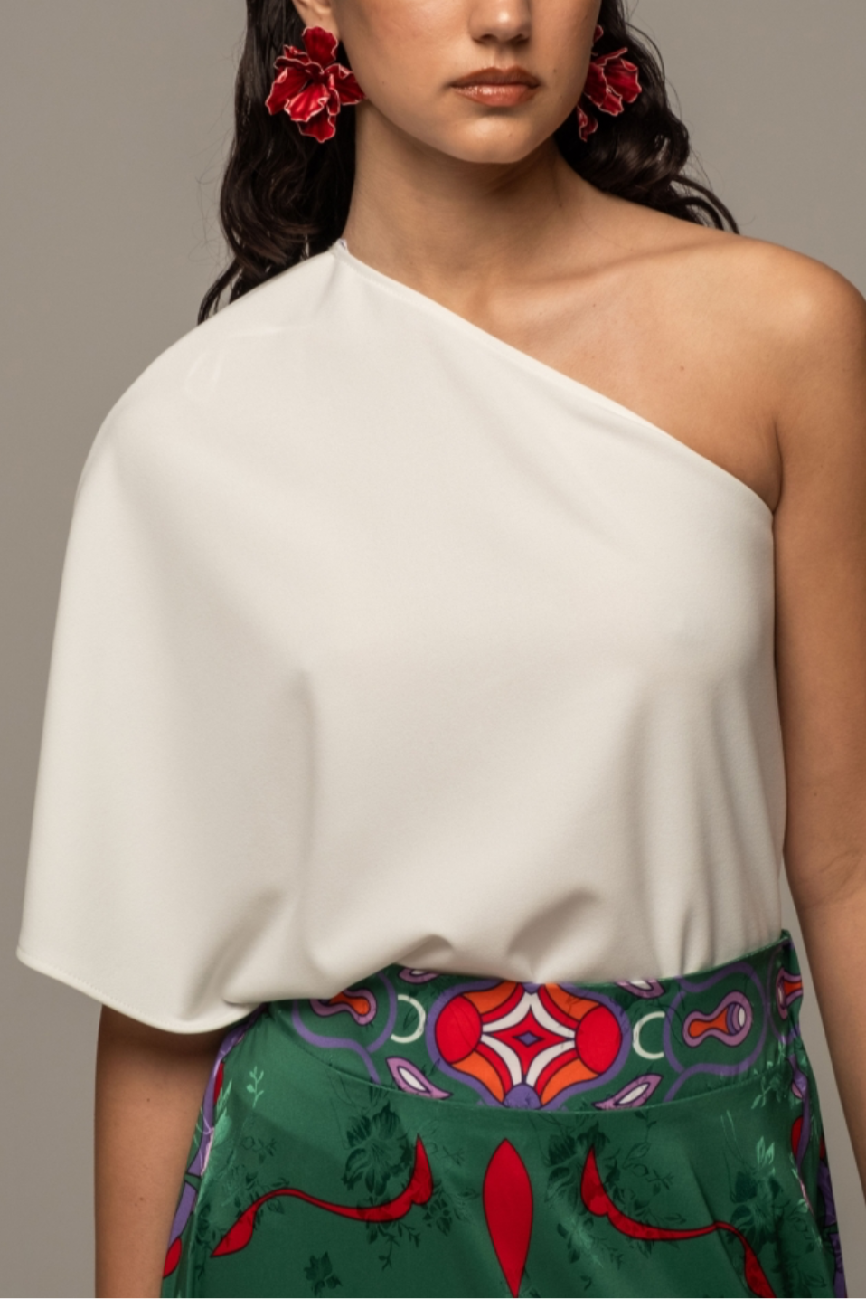 ONE SHOULDER TOP "VISION" WHITE