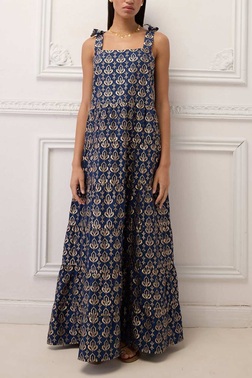 LONG STRAPPY DRESS "CANNES" BLUE