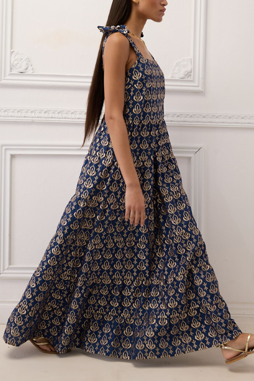 LONG STRAPPY DRESS "CANNES" BLUE