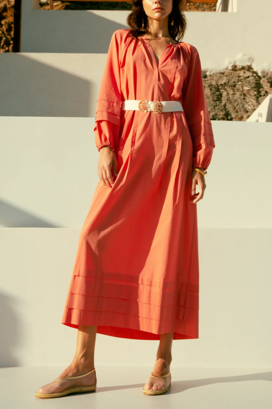 MIDI KAFTAN "SHELL" CORAL
