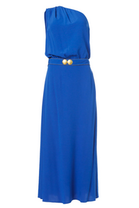 MIDI ONE SHOULDER DRESS "PORPES" GREEK BLUE
