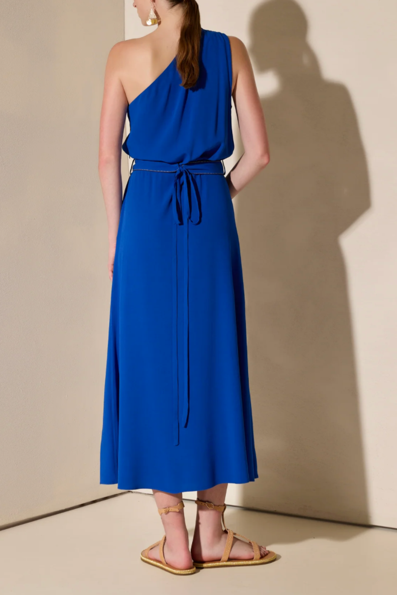MIDI ONE SHOULDER DRESS "PORPES" GREEK BLUE