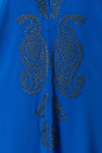 LONG EMBROIDERED KAFTAN "LAHOUR" GREEK BLUE