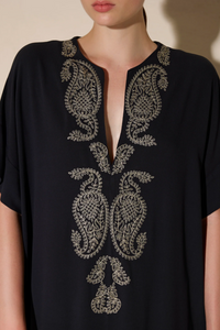 LONG EMBROIDERED KAFTAN "LAHOUR" NAVY BLUE