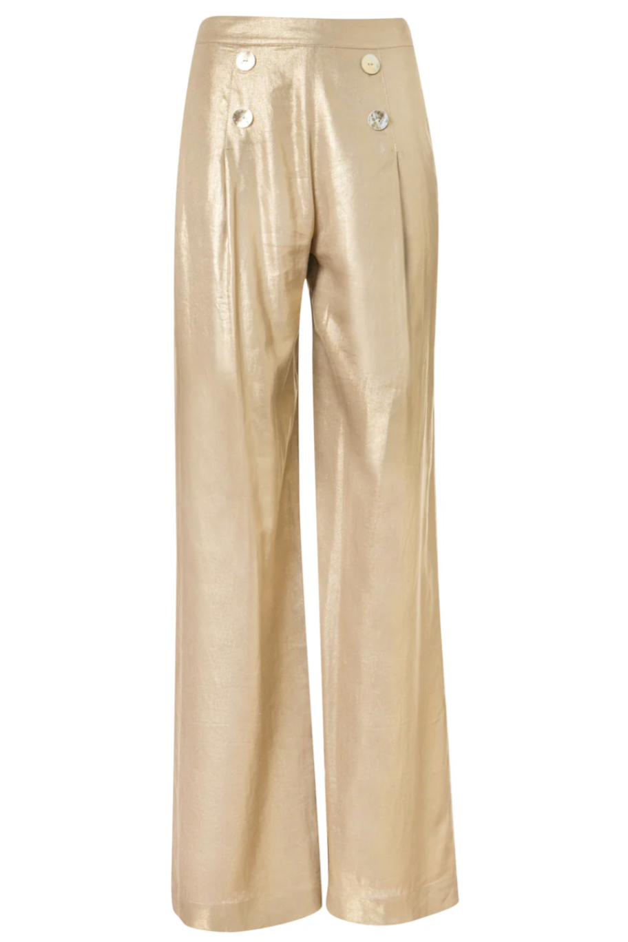 HIGH WAIST LINEN PANTS "SAILOR" GOLD