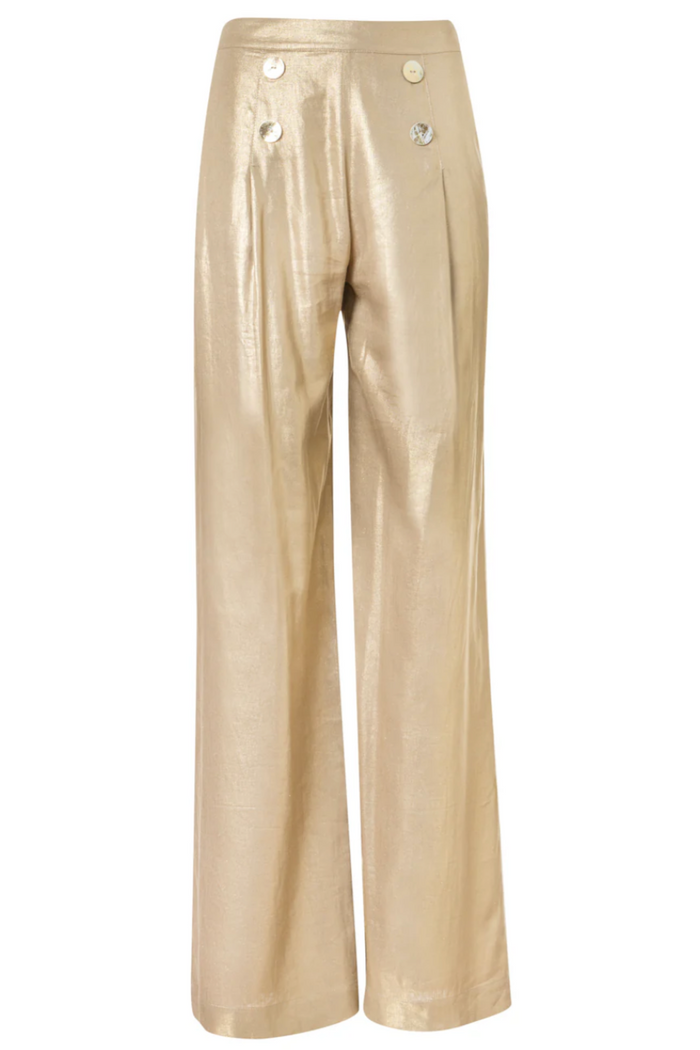 HIGH WAIST LINEN PANTS "SAILOR" GOLD
