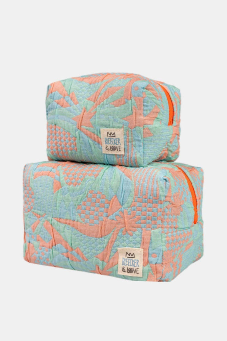 COSMETIC POUCH "COCKTAIL" LIGHT BLUE/ORANGE