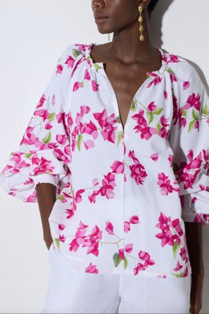 BLOUSE "BOUGAINVILLEA" WHITE/PINK