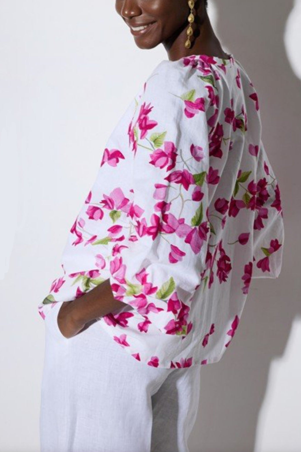 BLOUSE "BOUGAINVILLEA" WHITE/PINK