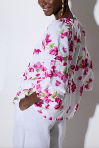 BLOUSE "BOUGAINVILLEA" WHITE/PINK