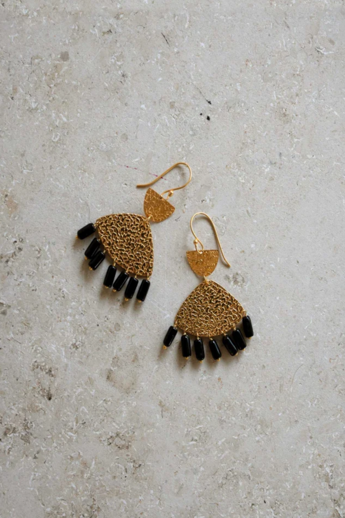 EARRINGS "RAVI" GOLD/BLACK
