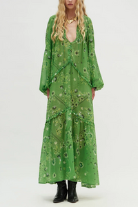 LONG TRANSPARENT CHIFFON DRESS "SUEZ" GREEN