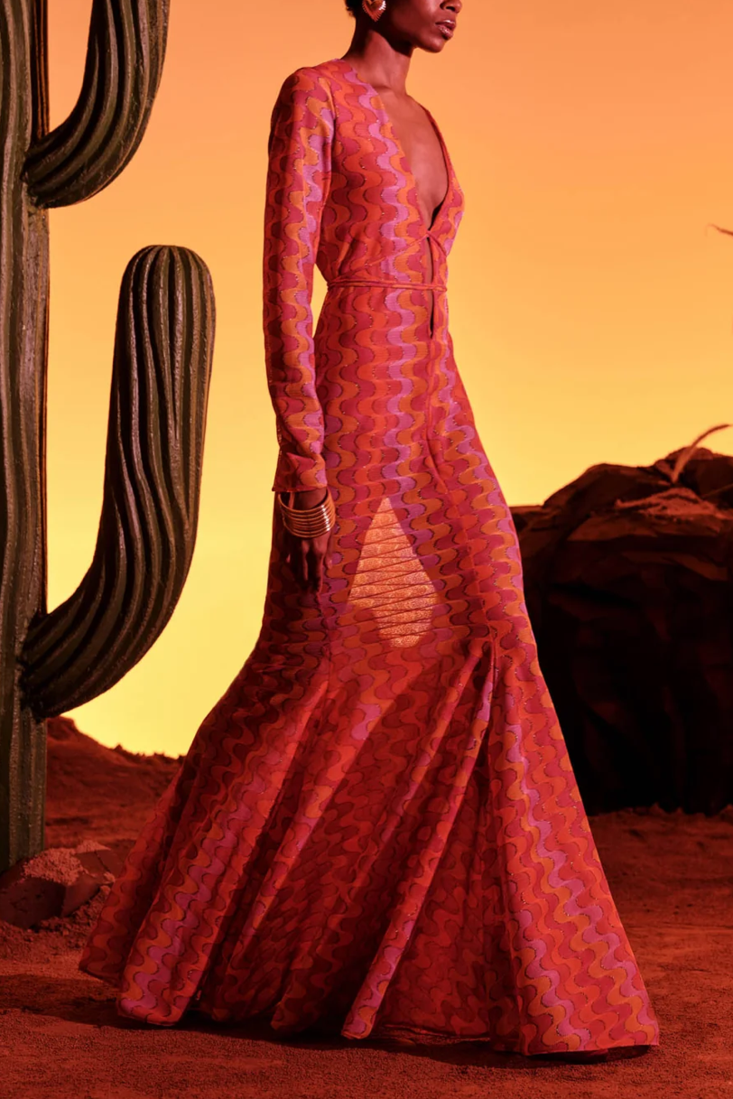 LONG KNITTED DRESS "JUANITA" ORANGE