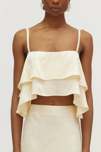 CROP TOP WITH RUFFLES "SKY" CREAM