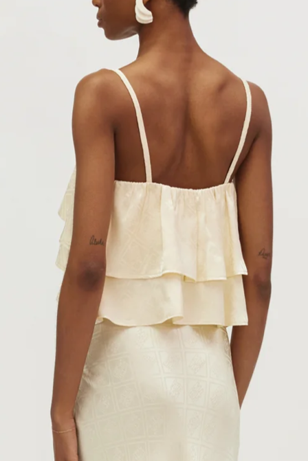 CROP TOP WITH RUFFLES "SKY" CREAM