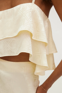 CROP TOP WITH RUFFLES "SKY" CREAM