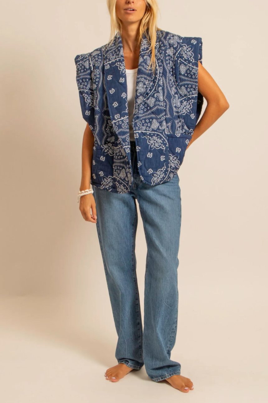 PADDED VISCOSE VEST "BANDANA" BLUE
