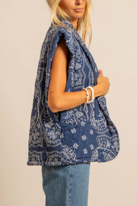 PADDED VISCOSE VEST "BANDANA" BLUE