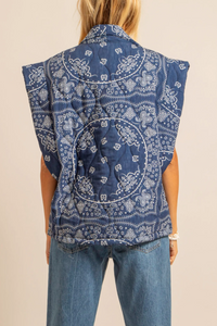 PADDED VISCOSE VEST "BANDANA" BLUE